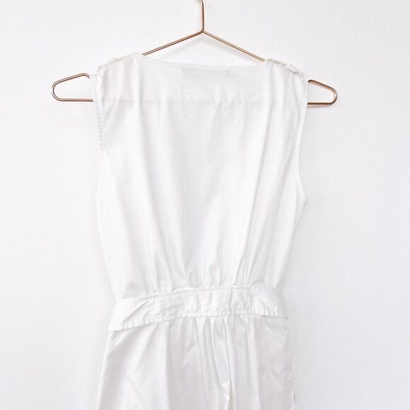 Love Moschino White Sleeveless Belted Eyelet Lace Trim Button Up Dress Size 4 - Picture 7 of 8